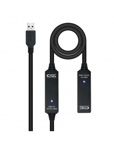 Nanocable Cable USB 3.0 prolongador con amplificador, tipo A M-A H, 15m