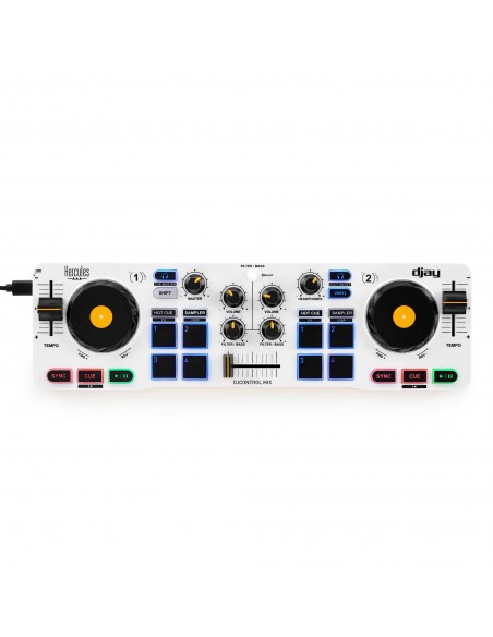 Hercules DJControl Control MIX Bluetooth Pour Smartphone et tablettes ( Andoid e 2 canales Negro, Blanco, Amarillo