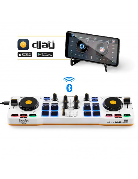 Hercules DJControl Control MIX Bluetooth Pour Smartphone et tablettes ( Andoid e 2 canales Negro, Blanco, Amarillo