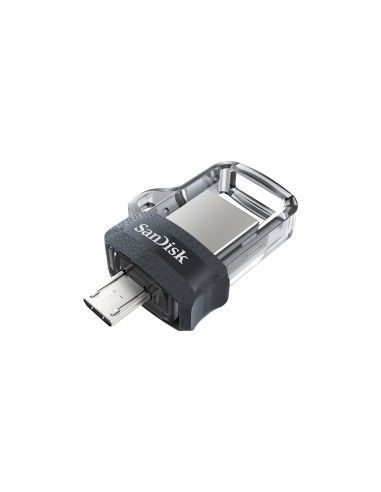 SanDisk Ultra Dual m3.0 unidad flash USB 32 GB USB Type-A   Micro-USB 3.2 Gen 1 (3.1 Gen 1) Negro, Plata, Transparente