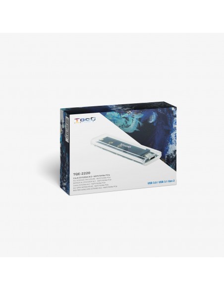 TooQ Caja Externa para SSD M.2 NGFF NVMe, Transparente, RGB