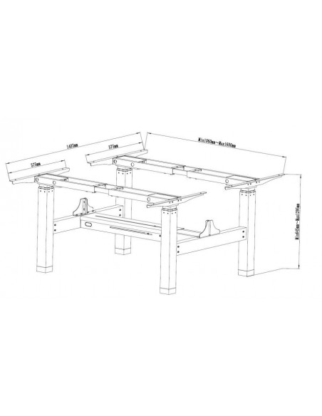 Equip 650830 estructura regulable para escritorio Eléctrico 4 pata(s) Gris