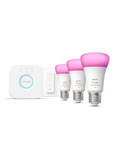 Philips Hue White and Color ambiance Kit de inicio  3 bombillas inteligentes E27 (1100) + regulador de intensidad