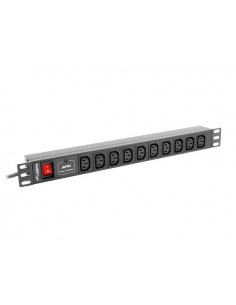 Lanberg PDU-10I-0200-IEC-BK unidad de distribución de energía (PDU) 10 salidas AC 1U Negro