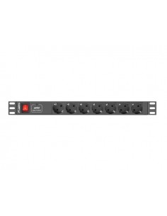 Lanberg PDU-07F-0200-IEC-BK unidad de distribución de energía (PDU) 7 salidas AC 1U Negro