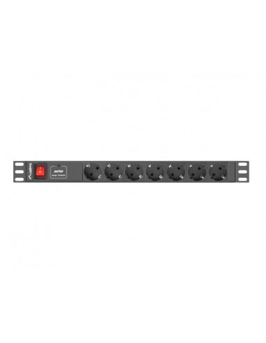 Lanberg PDU-07F-0200-IEC-BK unidad de distribución de energía (PDU) 7 salidas AC 1U Negro