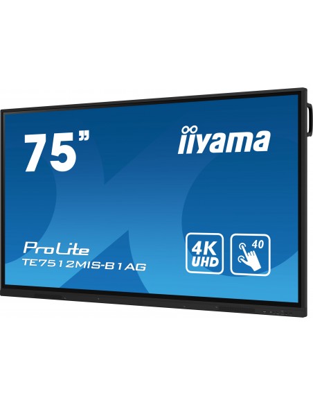 iiyama PROLITE Pantalla plana para señalización digital 190,5 cm (75") Wifi 400 cd   m² 4K Ultra HD Negro Pantalla táctil