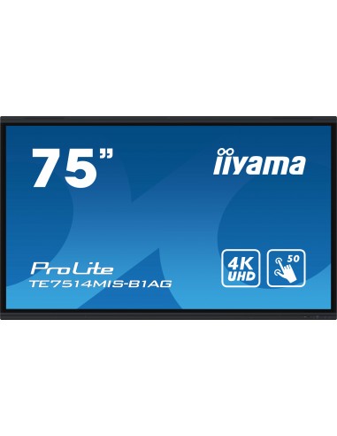 iiyama TE7514MIS-B1AG pantalla de señalización Panel plano interactivo 190,5 cm (75") LCD Wifi 435 cd   m² 4K Ultra HD Negro