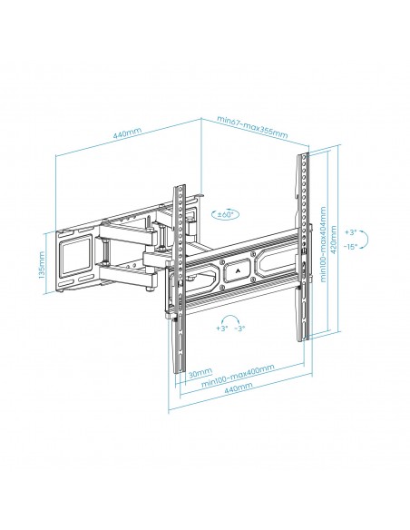 TooQ Soporte de pared para pantallas 32”- 70”