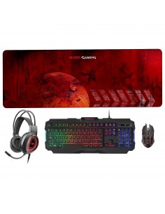 Mars Gaming MCPRGB2ES Combo Gaming Teclado Ratón Alfombrilla XXL y Cascos Idioma Español