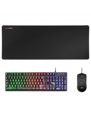 Mars Gaming MCPXBPT Combo Teclado H-Mech FRGB Ratón Ultraligero 10000DPI y Alfombrilla XXL Negro Idioma Portugués