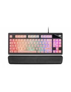 Mars Gaming MKAXPES Teclado Compacto TKL H-Mech Iluminación RGB 9 Efectos Reposamuñecas Gel Rosa Idioma Español