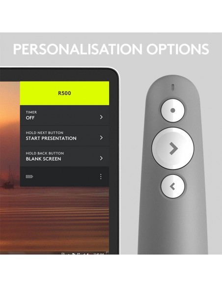 Logitech R500 apuntador inalámbricos Bluetooth RF Gris