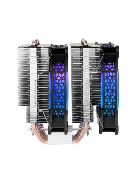 Mars Gaming MCPU-XT Negro Disipador CPU Doble Torre Refrigeración 6 Heatpipes HCT TDP 300W 2 Ventiladores ARGB PWM 12cm