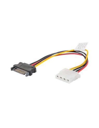 Lanberg CA-SAHD-10CU-0015 cable de SATA 0,15 m Molex (4-pin) SATA de 15 pines Negro, Rojo, Amarillo