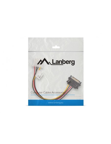 Lanberg CA-SAHD-10CU-0015 cable de SATA 0,15 m Molex (4-pin) SATA de 15 pines Negro, Rojo, Amarillo