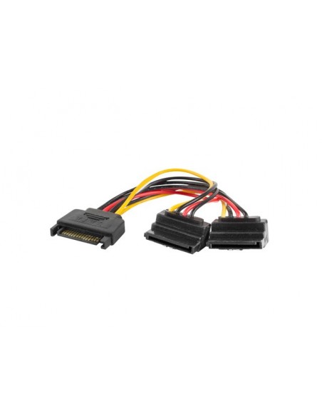 Lanberg CA-SASA-10CU-0015 cable de SATA 0,15 m SATA de 15 pines 2 x SATA de 15 pines Negro, Rojo, Amarillo