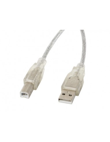 Lanberg CA-USBA-12CC-0030-TR cable USB 3 m USB 2.0 USB B Transparente