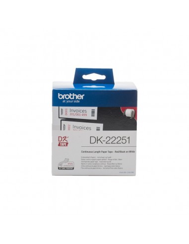 Brother DK-22251 cinta para impresora de etiquetas Negro y rojo sobre blanco