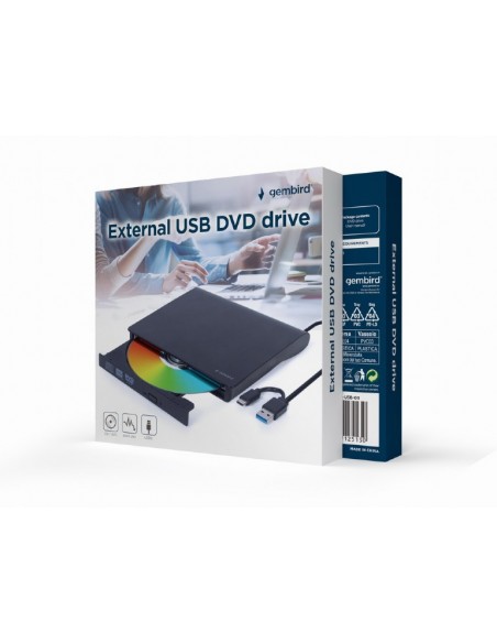 Gembird DVD-USB-03 unidad de disco óptico DVD±RW Negro