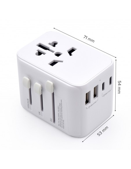 Ewent EW1470 adaptador de enchufe eléctrico Universal Blanco