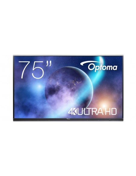 Optoma 5752RK+ Panel plano interactivo 190,5 cm (75") LED 400 cd   m² 4K Ultra HD Negro Pantalla táctil Procesador incorporado