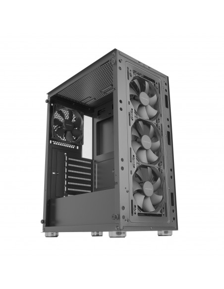 Mars Gaming MC-3000 Negro, Semitorre Gaming ATX, Ventana Completa Cristal Templado, Frontal Metal-Mesh, 4x Ventiladores 120mm