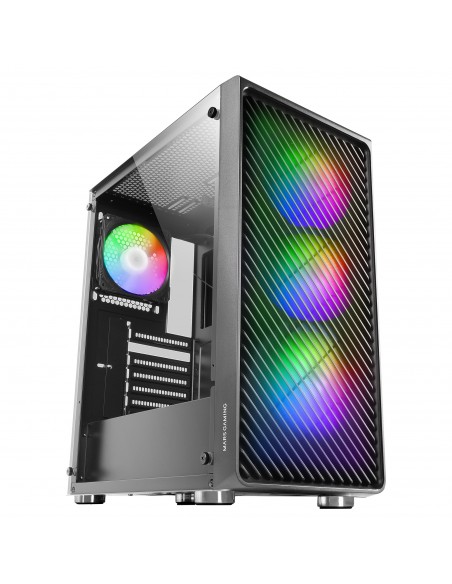 Mars Gaming MC-F Negro, Semitorre Gaming ATX, Ventana Completa Cristal Templado, Frontal Metal-Mesh, 4x Ventiladores ARGB 120mm