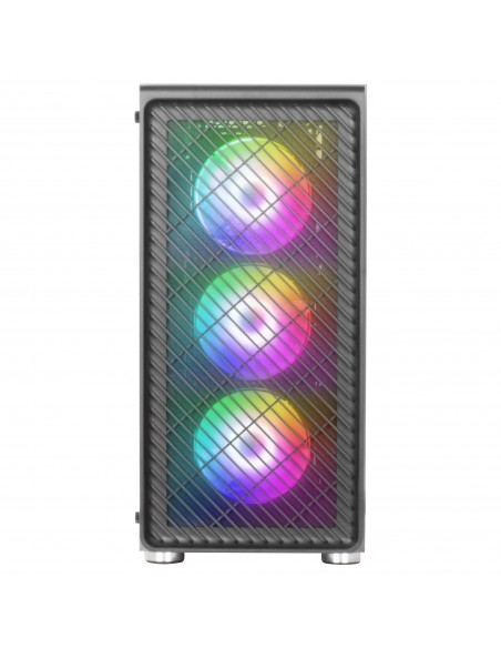 Mars Gaming MC-F Negro, Semitorre Gaming ATX, Ventana Completa Cristal Templado, Frontal Metal-Mesh, 4x Ventiladores ARGB 120mm