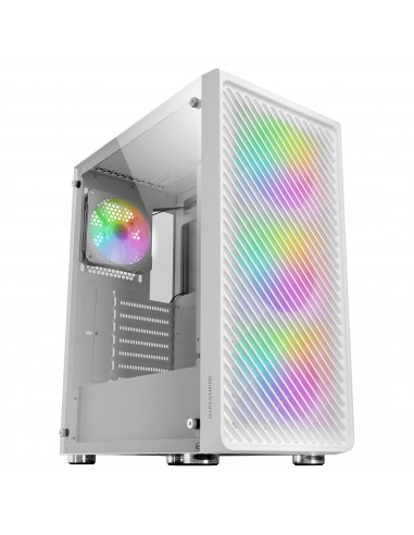 Mars Gaming MC-F Blanco, Semitorre Gaming ATX, Ventana Completa Cristal Templado, Frontal Metal-Mesh, 4x Ventiladores ARGB 120mm