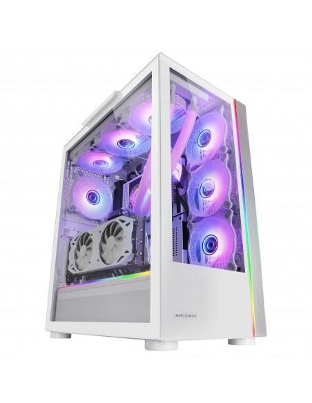 Mars Gaming MC-ULTRA Blanco Torre Gaming Custom XXL E-ATX Doble Tira LED ARGB Doble Ventana Cristal Templado Estructura Cámara