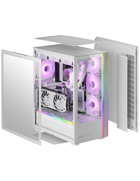 Mars Gaming MC-ULTRA Blanco Torre Gaming Custom XXL E-ATX Doble Tira LED ARGB Doble Ventana Cristal Templado Estructura Cámara