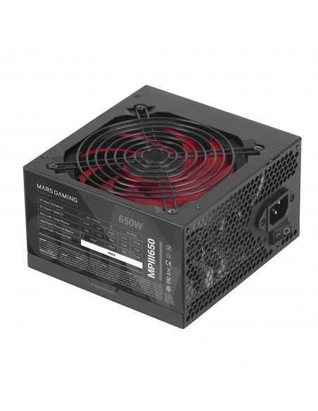 Mars Gaming MPIII650 Fuente Alimentación PC ATX 650W 5 Años Garantía Tecnología Silenciosa AI-RPM 85% Eficiencia Negro