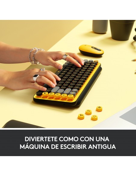 Logitech POP Keys Wireless Mechanical Keyboard With Emoji Keys teclado RF Wireless + Bluetooth QWERTY Español Negro, Gris,