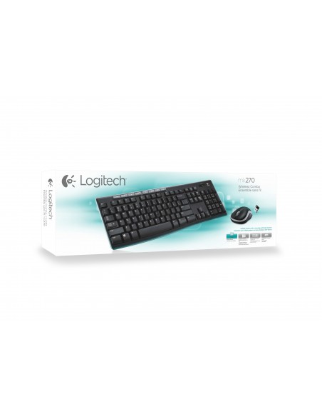 Logitech Wireless Combo MK270 teclado Ratón incluido USB AZERTY Francés Negro