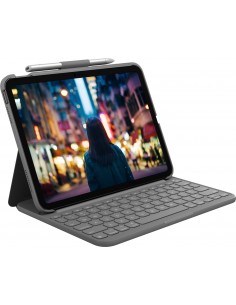 Logitech Slim Folio Gris Bluetooth QWERTY Danés, Finlandés, Noruego, Sueco