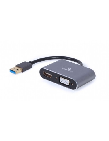 Gembird A-USB3-HDMIVGA-01 Adaptador gráfico USB 3840 x 2160 Pixeles Gris