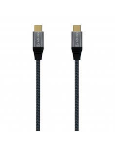 AISENS Cable USB 2.0 Aluminio 5A 100W E-Mark, USB-C M-USB-C M, Gris, 1.0M