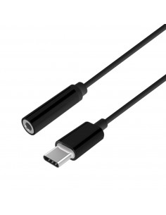 AISENS Conversor USB-C a audio estilo Apple, USB-C M-Jack 3.5 H, Negro, 15 cm