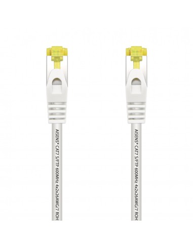 AISENS Cable De Red Latiguillo RJ45 LSZH Cat.7 600 MHz S FTP PIMF AWG26, Blanco, 2.0 m