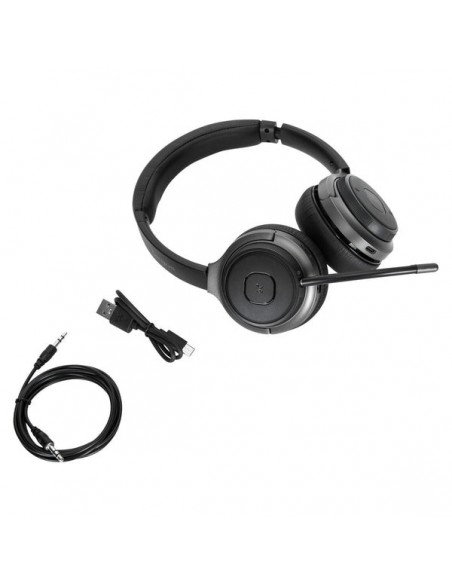 Targus AEH104GL auricular y casco Auriculares Inalámbrico y alámbrico Diadema Llamadas Música USB Tipo C Bluetooth Negro