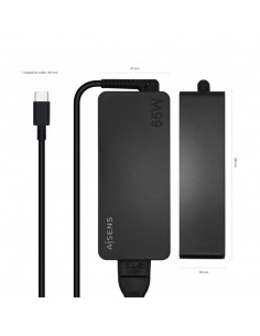 AISENS Cargador 65W PD3.0 1XUSB-C 1.8M, Negro