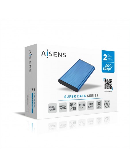 AISENS Caja Externa 2,5" ASE-2525BLU 9.5mm SATA a USB 3.0 USB3.1 Gen1, Azul