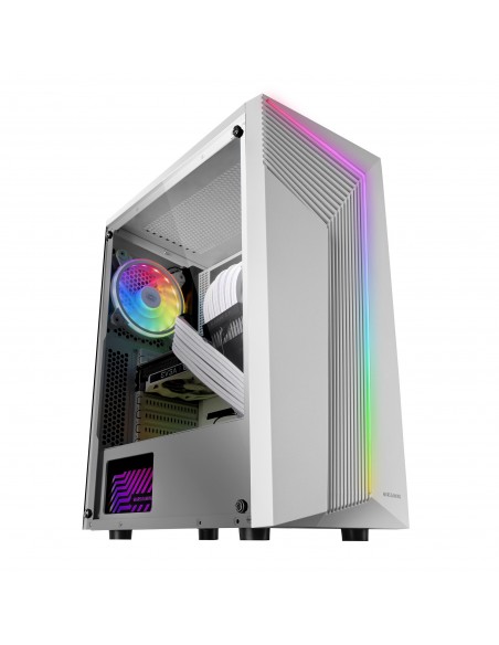 Mars Gaming MC-X7 Blanco Caja PC Gaming ATX Frontal ARGB Ventilador 12cm RGB Ventana Lateral Completa