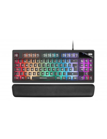 Mars Gaming MKAXES Teclado Compacto TKL H-Mech Iluminación RGB 9 Efectos Reposamuñecas Gel Negro Idioma Español