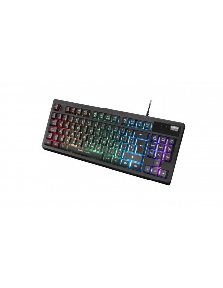 Mars Gaming MKAXES Teclado Compacto TKL H-Mech Iluminación RGB 9 Efectos Reposamuñecas Gel Negro Idioma Español