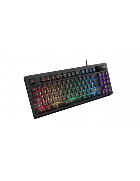 Mars Gaming MKAXES Teclado Compacto TKL H-Mech Iluminación RGB 9 Efectos Reposamuñecas Gel Negro Idioma Español