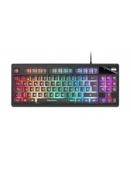 Mars Gaming MKAXES Teclado Compacto TKL H-Mech Iluminación RGB 9 Efectos Reposamuñecas Gel Negro Idioma Español