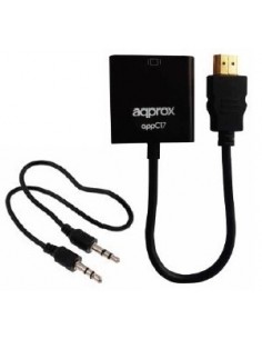 Approx appC17 HDMI tipo A (Estándar) VGA (D-Sub) + 3,5mm Negro