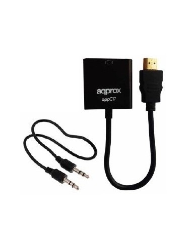 Approx appC17 HDMI tipo A (Estándar) VGA (D-Sub) + 3,5mm Negro